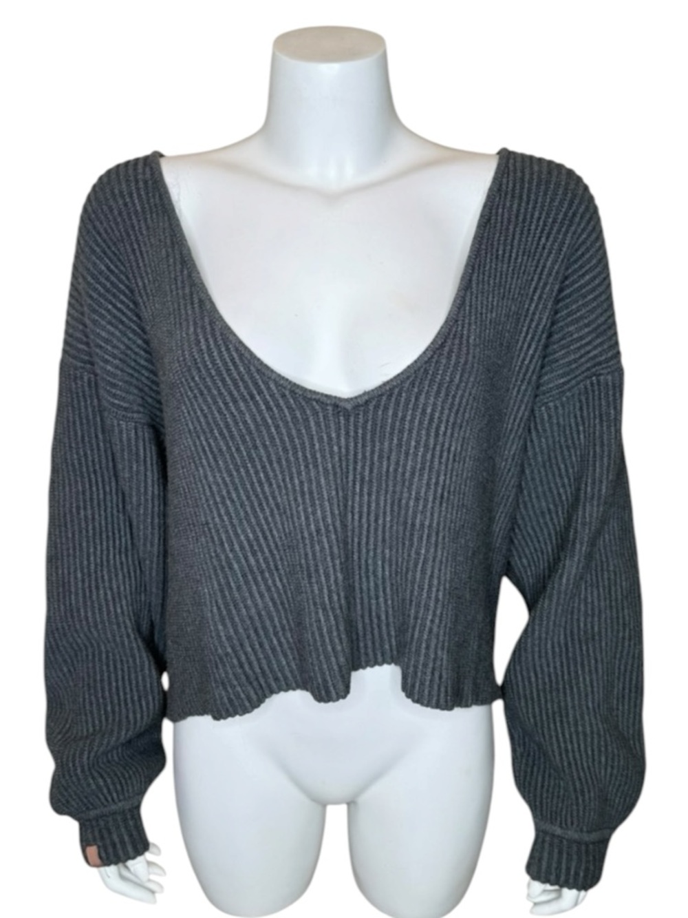 Lunya Ribbed Reversible Sweater S Organic Cotton Silk Oversized Gray